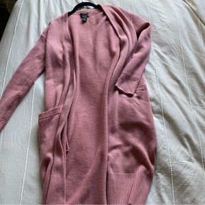 Halogen cashmere pink long cardigan